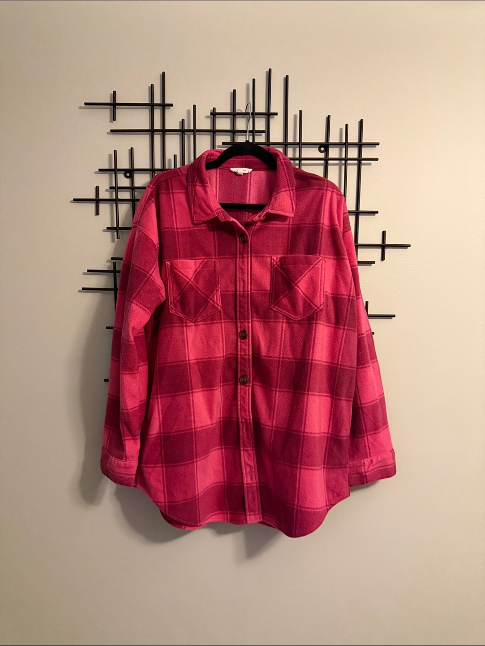 Maurices Bright Pink Plaid Shacket